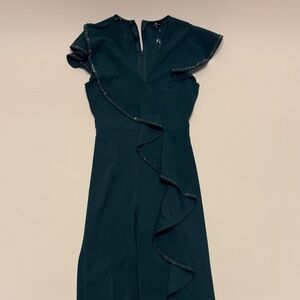 Chic Dark Green Ruffle Jumpsuit